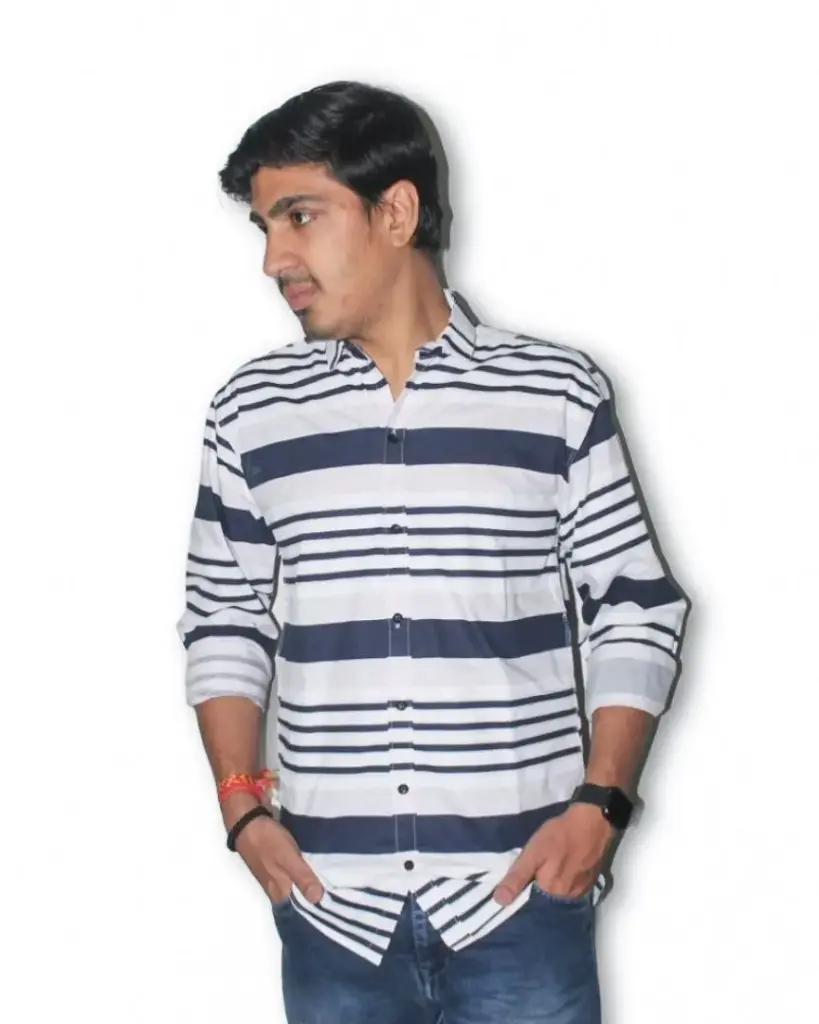 Men’s White Striped Shirt with Subtle Accents – Available in XL (Pink, Light Green, Skin Brown)