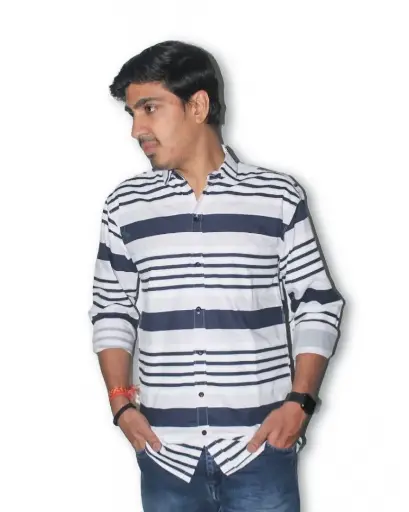 Men’s White Striped Shirt with Subtle Accents – Available in XL (Pink, Light Green, Skin Brown)